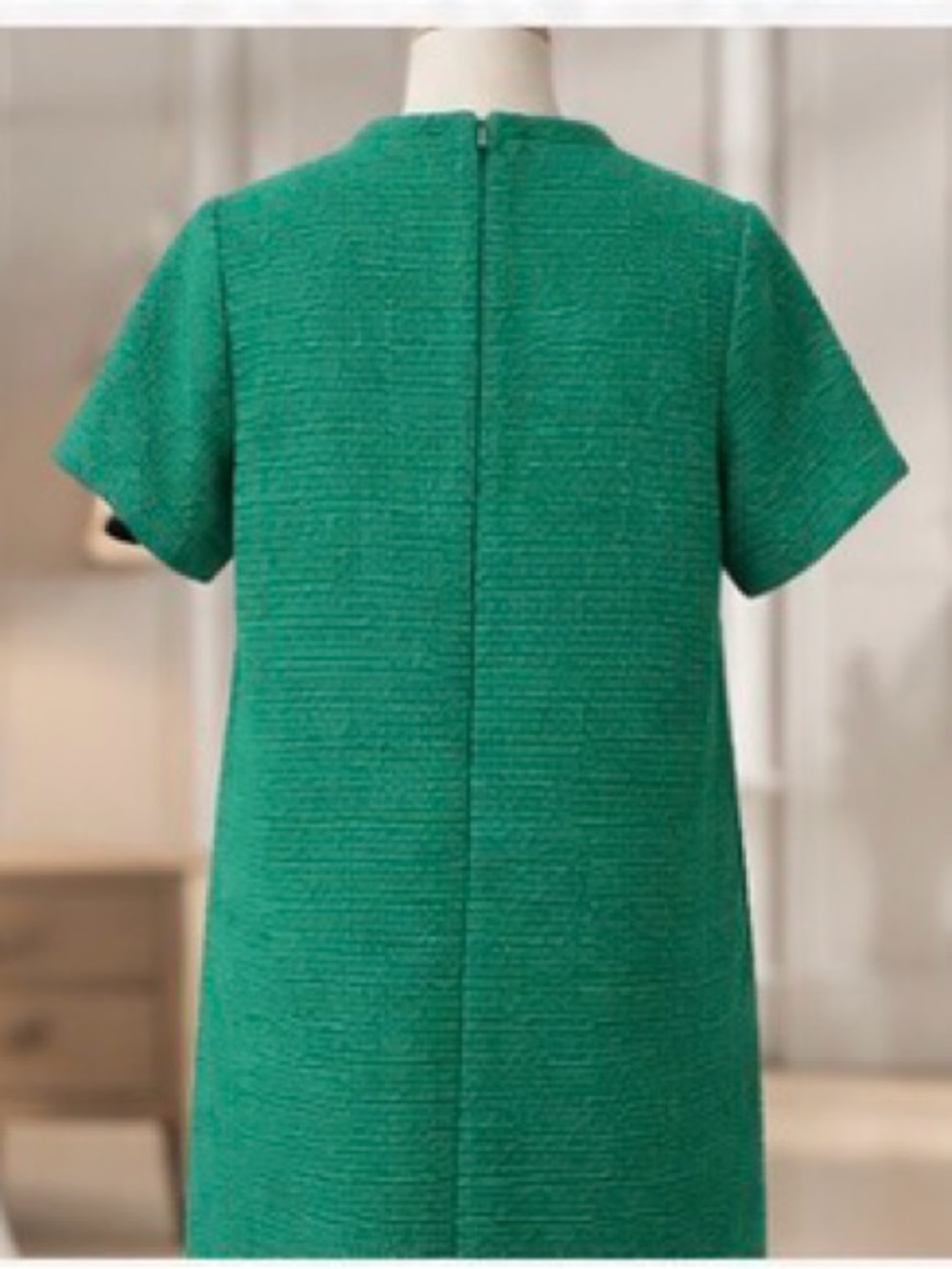 Emerald Green Boucle Knit Dress - Picture 4 of 5